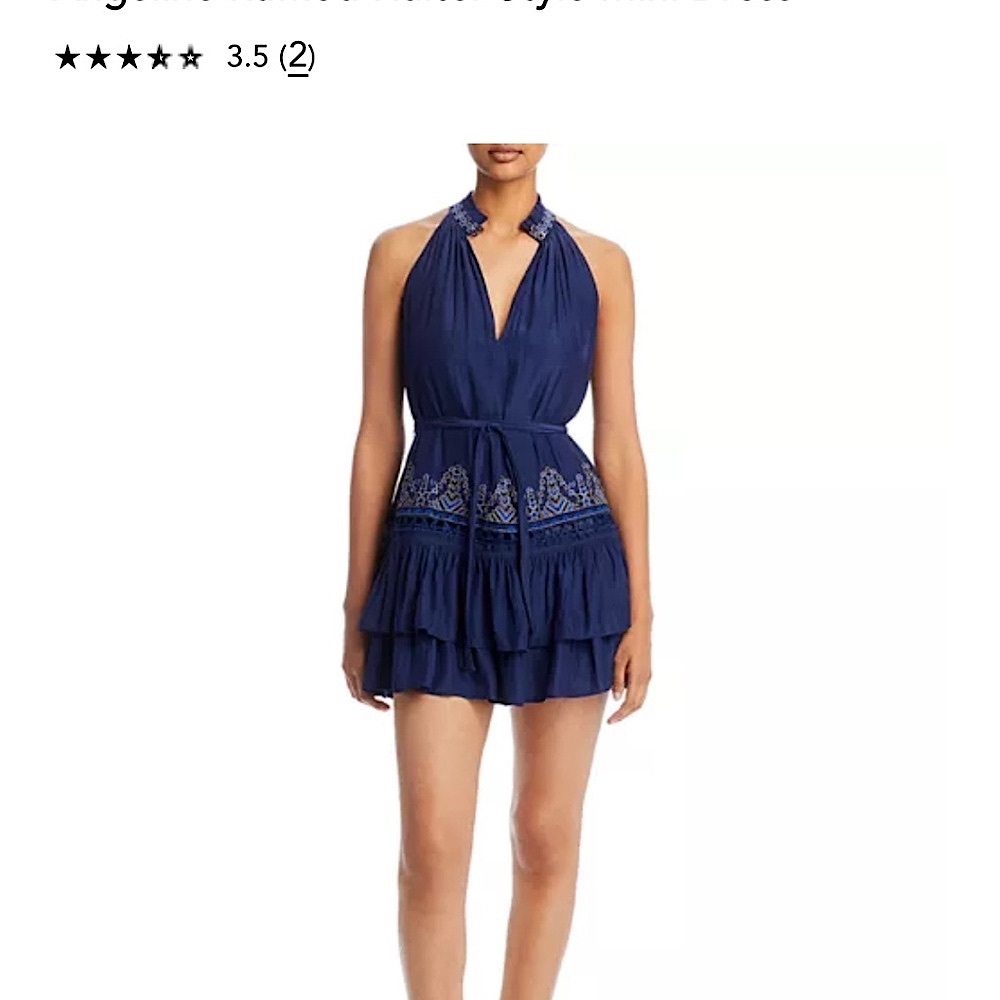 RAMY BROOK Angeline ruffled halter embroidered Dress